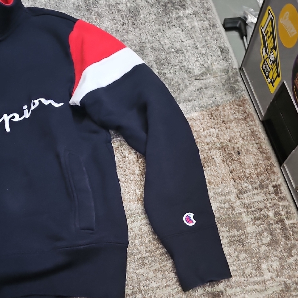 Todd Snyder Champion Black and Red Quarter-Zip Sweatshirt - Picture 5 of 5